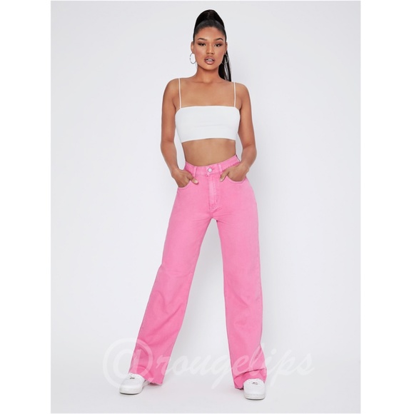 90s Style White Wide Leg Jeans High Waist Raw Hem - Picture 15 of 15